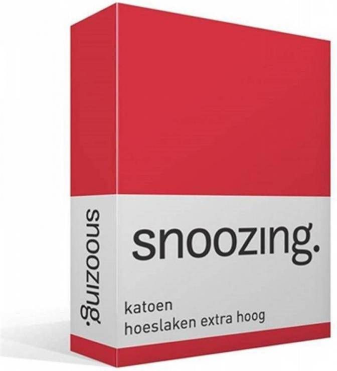 Snoozing Katoen Extra Hoog Hoeslaken 140x220 Rood