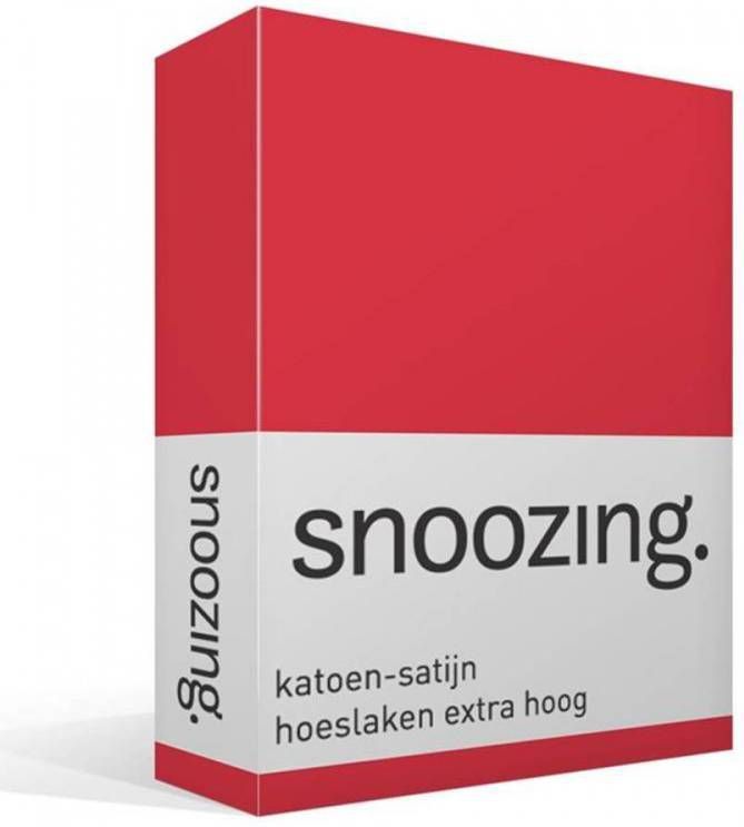 Snoozing Katoen satijn Hoeslaken Extra Hoog 160x210 Rood