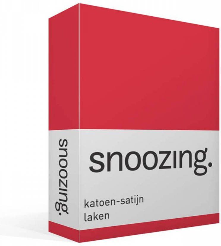 Snoozing Katoen satijn Laken Eenpersoons 280x300 Rood