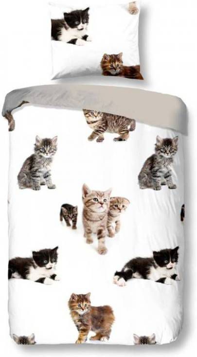 Snoozing Kittens Flanel Dekbedovertrek 1 persoons(140x200/220 Cm + 1 Sloop )