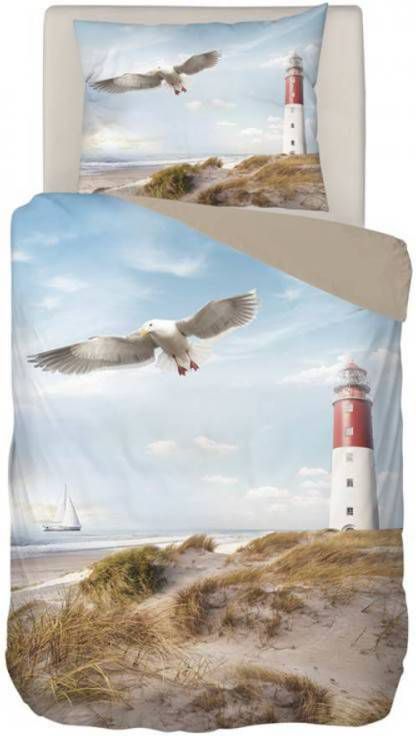 Snoozing Lighthouse Dekbedovertrek 1 persoons(140x200/220 Cm + 1 Sloop) Katoen Satijn Taupe