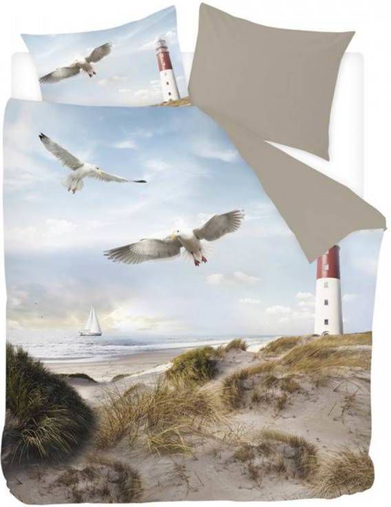 Snoozing Lighthouse Flanel Dekbedovertrek Lits jumeaux(260x200/220 Cm + 2 Slopen) Flanel Taupe