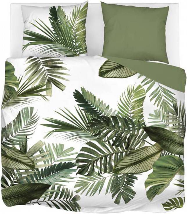 Snoozing Palm Leaves Dekbedovertrek Lits jumeaux(260x200/220 Cm + 2 Slopen) Katoen Groen