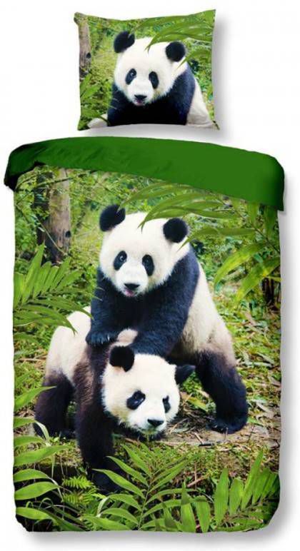 Snoozing Pandas Flanel Dekbedovertrek Flanel/Katoen Peuter(120x150 Cm + 1 Sloop) Multi