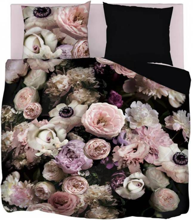 Snoozing Peony Dekbedovertrek Lits jumeaux(240x200/220 Cm + 2 Slopen) Katoen Satijn Zwart