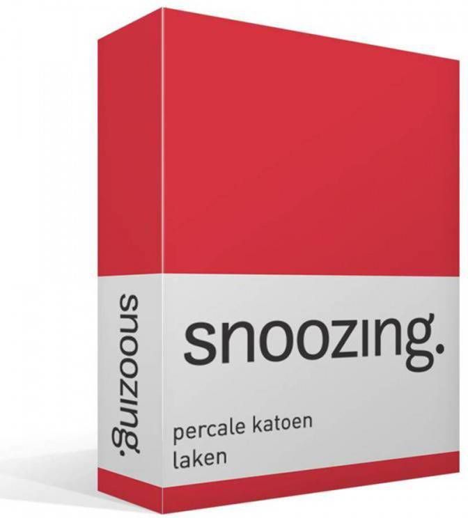 Snoozing Laken Eenpersoons Percale Katoen 150x260 Rood