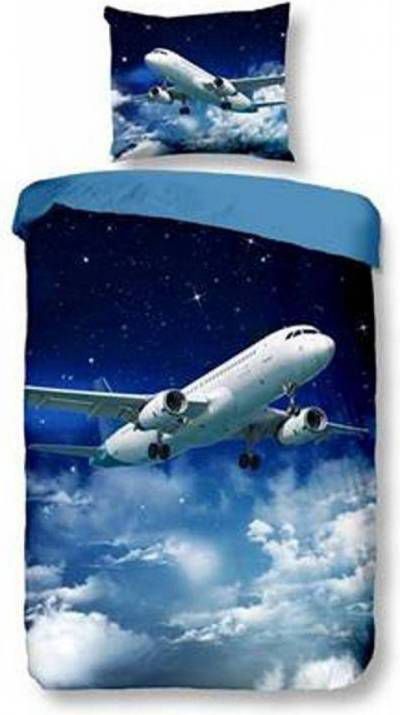 Snoozing Plane Flanel Dekbedovertrek 1 persoons(140x200/220 Cm + 1 Sloop )