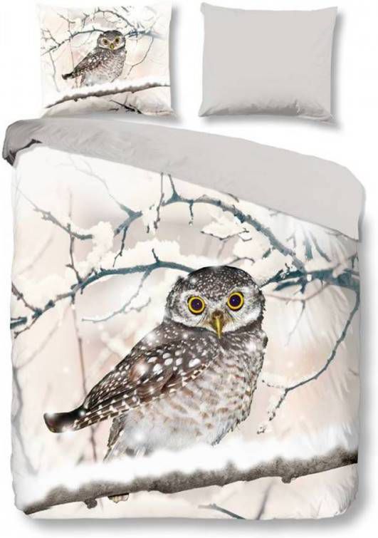 Snoozing Snowy Owl Flanel Dekbedovertrek 2 persoons(200x200/220 Cm + 2 Slopen )