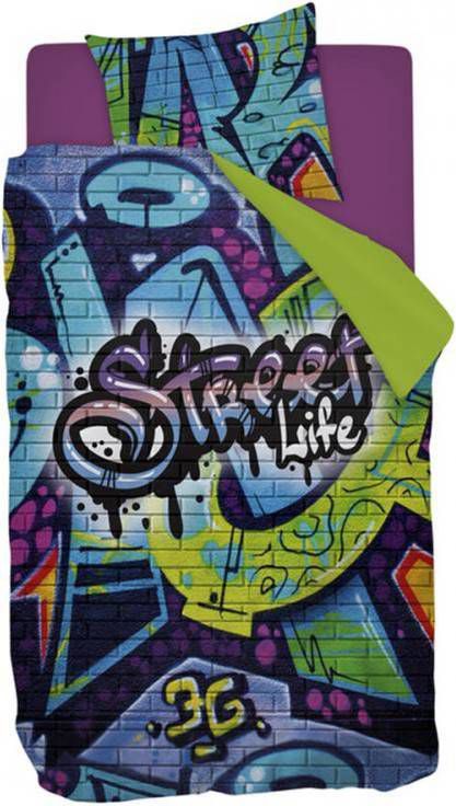 Snoozing Street Life Dekbedovertrek Junior Flanel 120x150 Cm + 1 Kussensloop 60x70 Cm Multi
