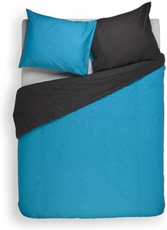 Snoozing Two Tone Dekbedovertrek Lits jumeaux(270x200/220 Cm + 2 Slopen) Katoen Turquoise/antraciet
