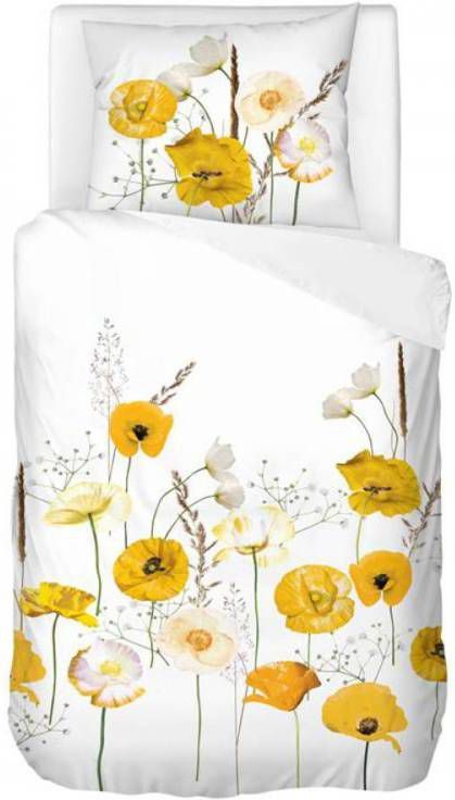 Snoozing Yellow Poppy Dekbedovertrek 1 persoons(140x200/220 Cm + 1 Sloop) Katoen Geel