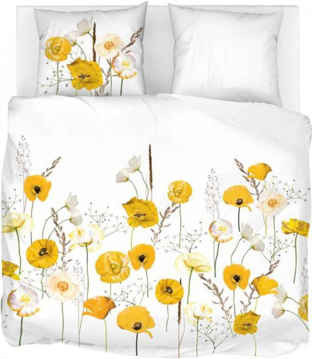 Snoozing Yellow Poppy Dekbedovertrek Lits jumeaux(260x200/220 Cm + 2 Slopen) Katoen Geel