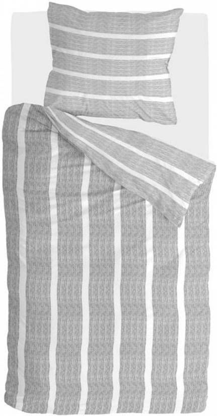 Walra Stripe Along Dekbedovertrek 1 persoons(140x200/220 Cm + 1 Sloop) Katoen Antraciet