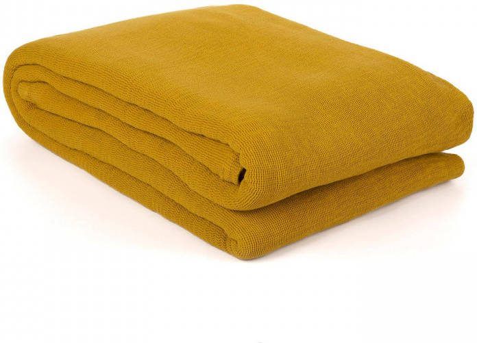 Yellow Katoen Plaid Ica Honey Gold 140x200cm