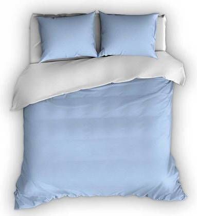 Romanette Flanellen Dekbedovertrek Comtesse Blauw/Wit 140x200/220