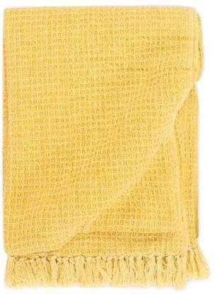 vidaXL Plaid 220x250 cm katoen mosterdgeel