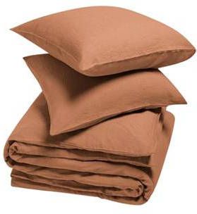 Yumeko overtrekset gewassen linnen terracotta 240x220 + 2/60x70