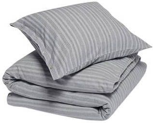 Yumeko overtrekset velvet flanel grey/blue stripe 140x220 + 1/60x70