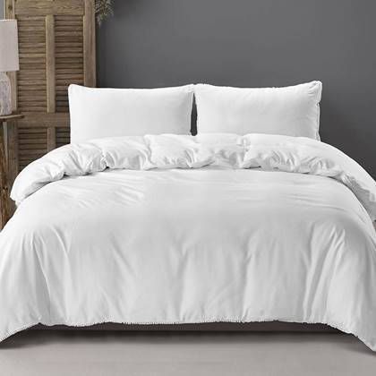 Zensation Dekbedovertrek Ball Fringe White 240x200/220