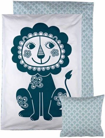 Merkloos Roommate Dekbedovertrek Lion Wit/blauw 100 X 140 Cm