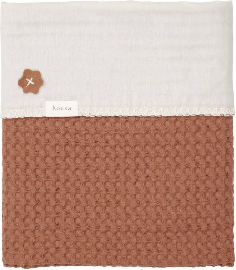Koeka Antwerp baby ledikantdeken wafelstof/flanel 100x150 cm hazel/pebble