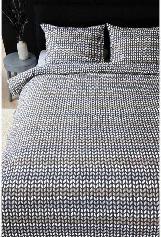 Ambiante dekbedovertrek Striped Knit grijs 240x200/220 cm Leen Bakker