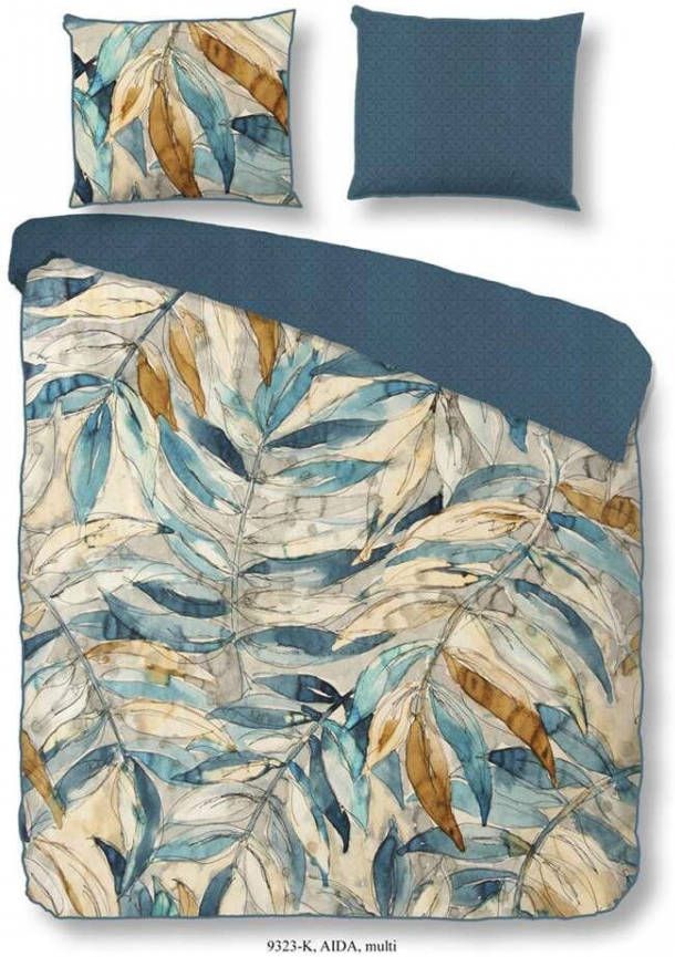 Descanso Aida Dekbedovertrek 2 persoons(200x200/220 Cm + 2 Slopen) Katoen Satijn Blauw