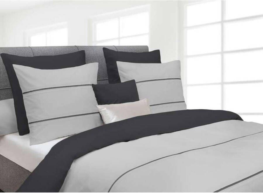 Heckett & Lane dekbedovertrek Jason zilvergrijs 140x220 cm Leen Bakker