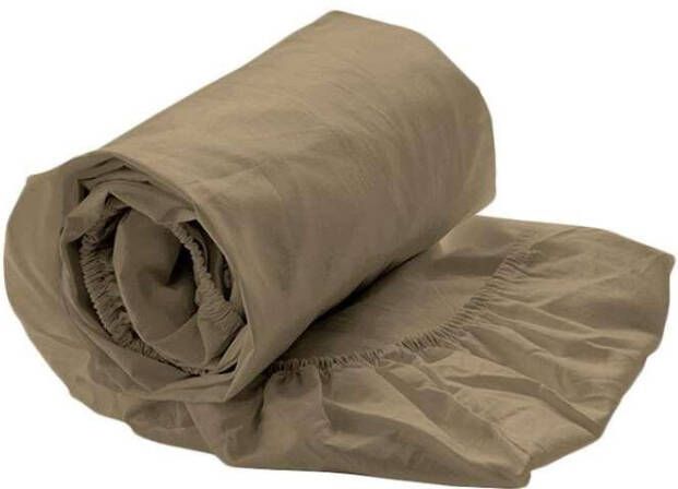 Heckett & Lane Royal Cotton hoeslaken Perkal goudkleur 180x200x35 cm Leen Bakker