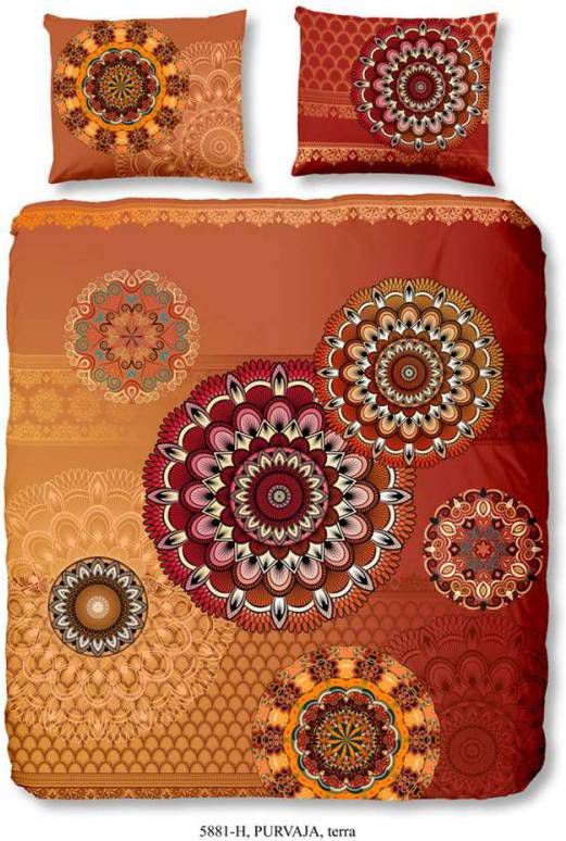 Hip dekbedovertrek Purvaja bruin 200x200/220 cm Leen Bakker