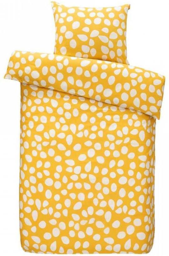 Leen Bakker Dekbedovertrek Tyr stippen oker 140x220 cm