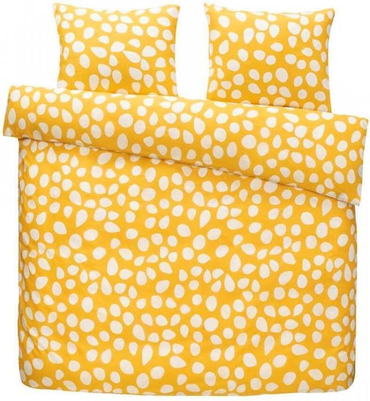 Leen Bakker Dekbedovertrek Tyr stippen oker 200x220 cm