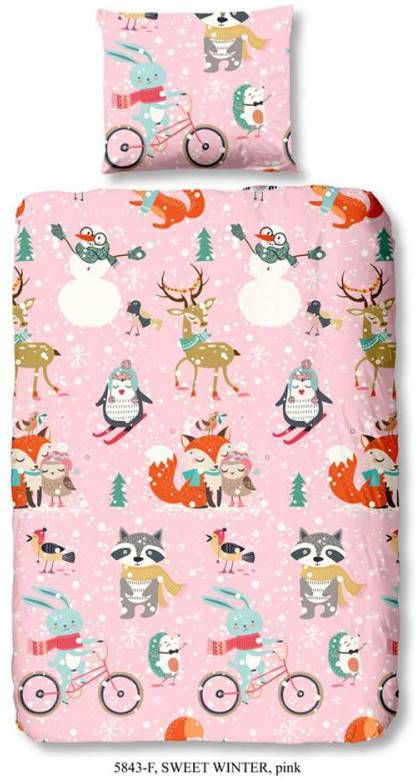 Good Morning dekbedovertrek Sweet Winter roze 140x200/220 cm Leen Bakker