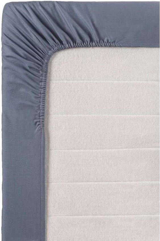 Leen Bakker Hoeslaken katoen grijsblauw 80x200 cm