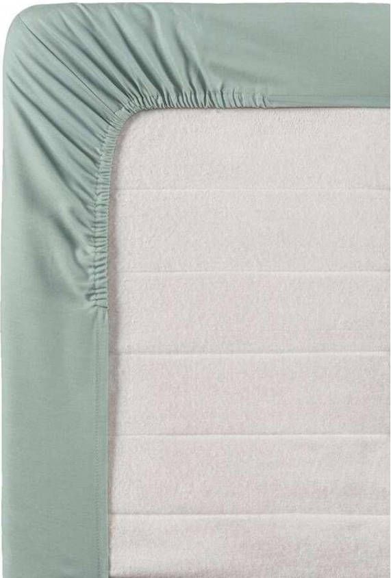 Leen Bakker Hoeslaken topdekmatras percale katoen grijsgroen 140x200 cm