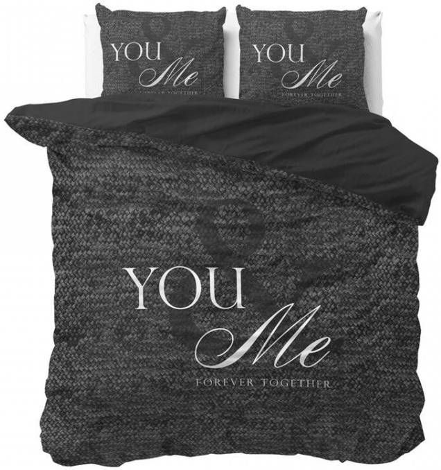 SLEEPTIME dekbedovertrek Love for you and me antraciet 200x220 cm Leen Bakker