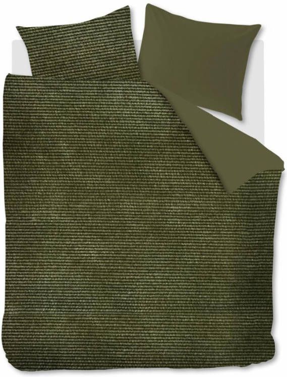 At Home Cosy Corduroy Dekbedovertrek Lits jumeaux(240x200/220 Cm + 2 Slopen) Flanel Groen