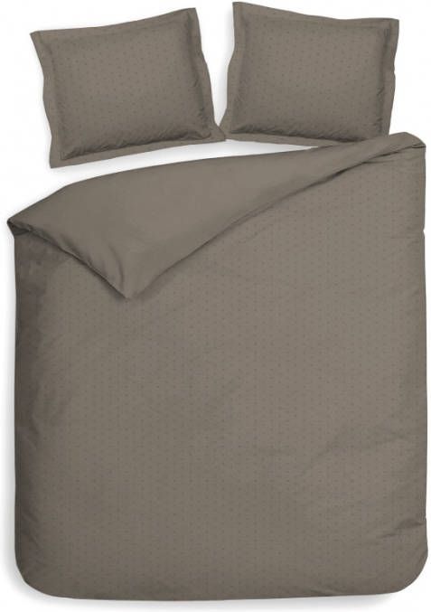 Heckett & Lane Punto Dekbedovertrek 2 persoons(200x200/220 Cm + 2 Slopen) Katoen Satijn Taupe