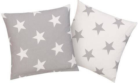 my home Kussenovertrek Stella kussenovertrek met sterrenmotief, met ritssluiting, kussensloop in maat 2x40x40 cm of 2x50x50 cm, materiaal 50% katoen, 50% polyester, kussensloop, kussenovertrek met sterrenpatroon(2 stuks )