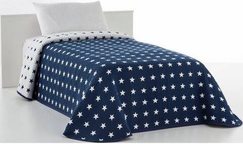 my home Sprei Yolanda gestikte sprei, deken, foulard voor bed, tafel of bank, materiaal 50% gerecycled katoen en 50% polyester, in maat 140x210cm, 190x250 cm en 240x250 cm, 1 persoons, 2 persoonsbed, sterrendesign, kinder en deken voor volwassenen met hoogwaardig sterpatroon