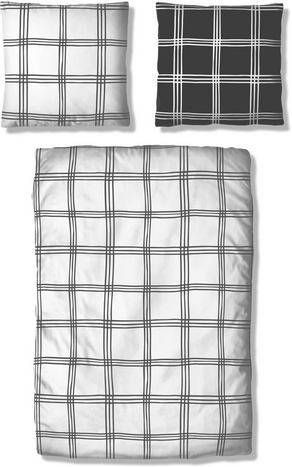 my home Tweezijdig te gebruiken overtrekset Geruit Linonkwaliteit, ruit design(2 delig )
