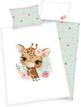 babybest®, Flanellen beddengoed Giraffe 100 x 135 cm