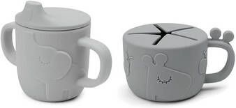 Done by Deer ™ Peekaboo Snack & Drink Beker Set Hert friends Grijs