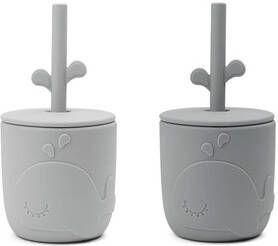 Done by Deer Baby Accessoires Peekaboo Straw Cup 2 Pack Grijs