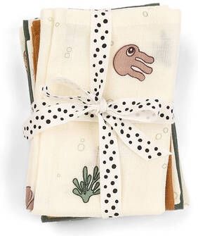 Done by Deer Baby Accessoires Cloth Wipes 5 Pack Gots Sea Friends Blauw