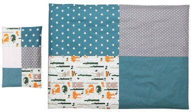 ULLENBOOM Kinder Beddengoed Bosdieren Petrol 135 x 100 cm + 40 x 60 cm