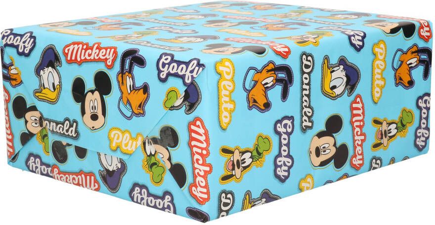 Disney 1x Rollen Inpakpapier/cadeaupapier Mickey Donald Pluto blauw 200 x 70 cm