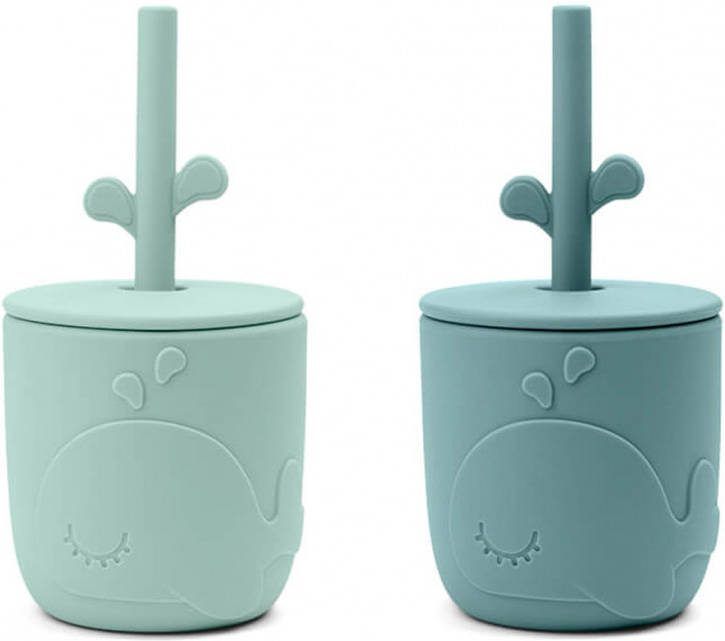 Done by Deer Baby Accessoires Peekaboo Straw Cup 2 Pack Blauw