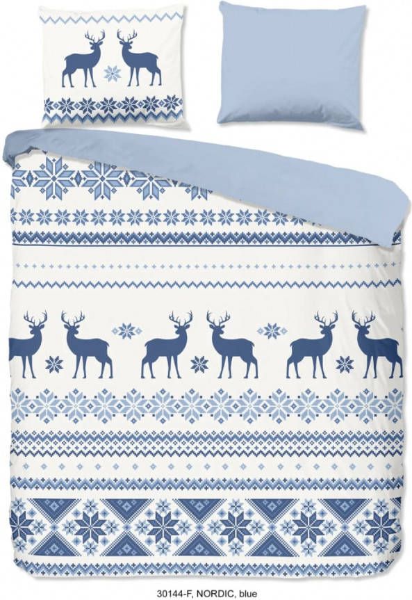 Good Morning Nordic Flanel Dekbedovertrek 1 persoons(140x200/220 Cm + 1 Sloop) Flanel Blue