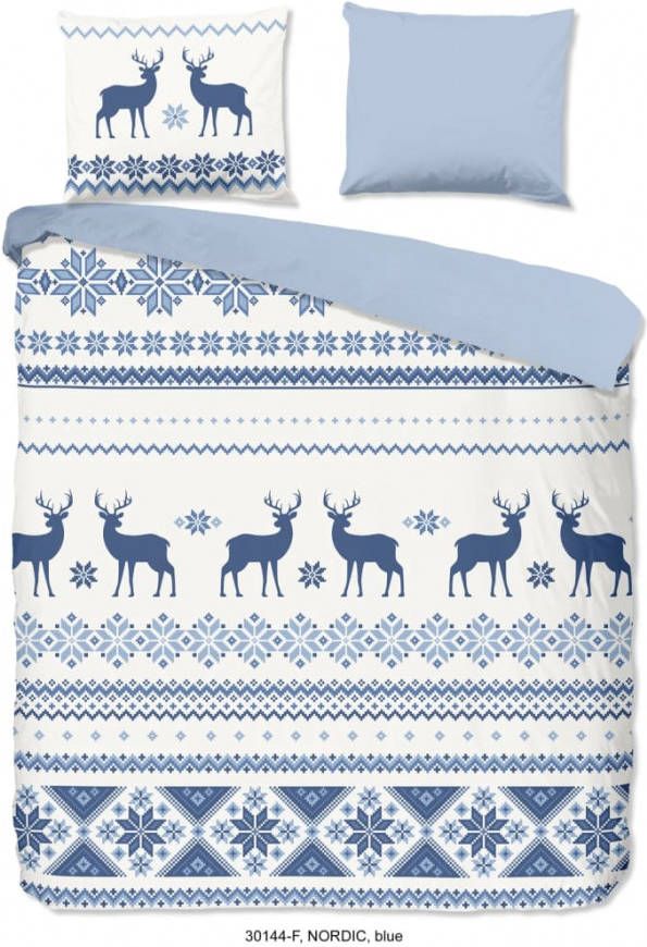 Good Morning Nordic Flanel Dekbedovertrek 2 persoons(200x200/220 Cm + 2 Slopen) Flanel Blue